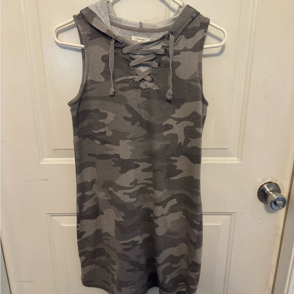 Maurices Gray Lace-Up Hoodie Dress